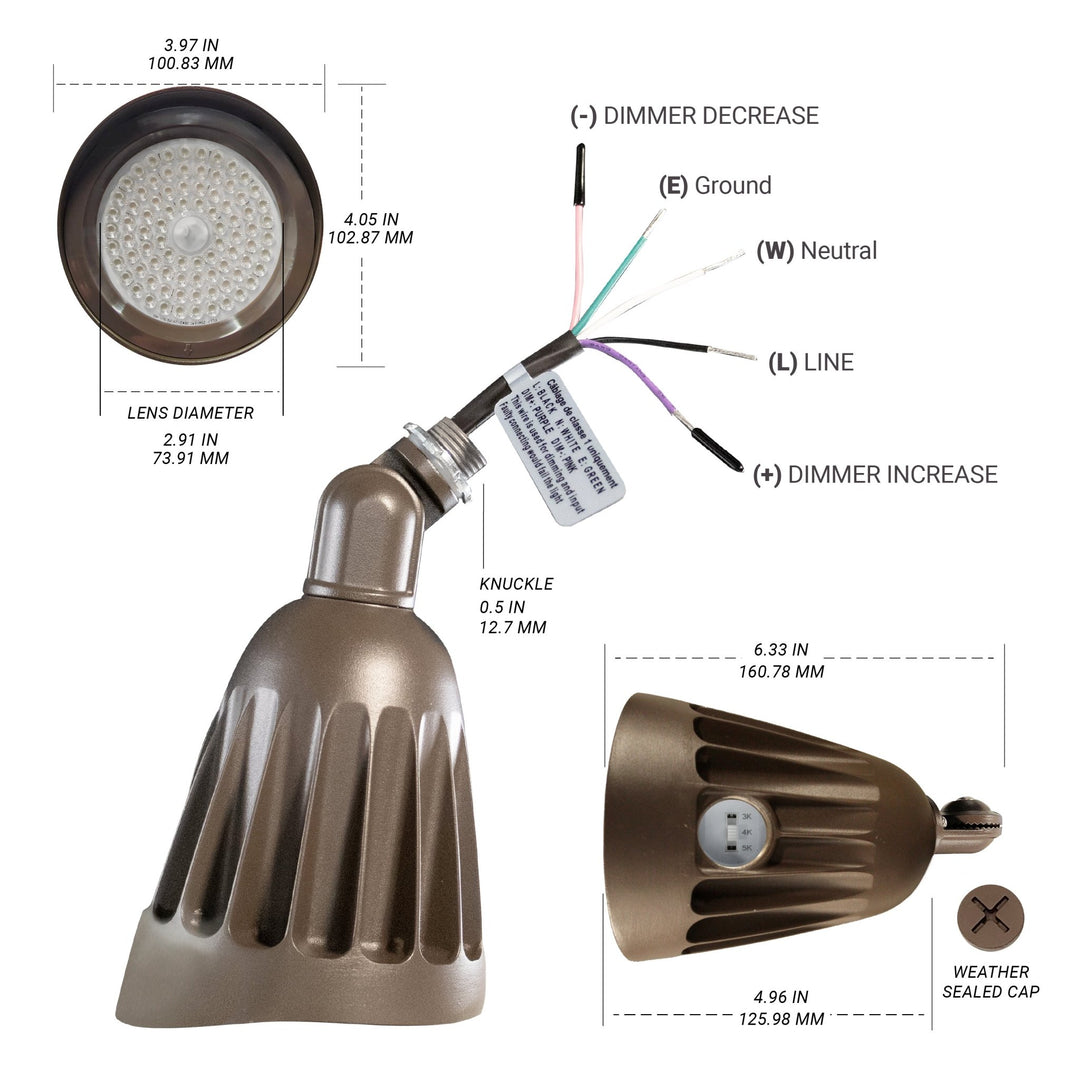 NUWATT 25W LED Bullet Spotlight Flood Light with 3CCT Switch & Knuckle Mount 120-277V Commercial Outdoor Weatherproof Landscape LED, 3500LM, Dimmable, UL-Listed | | Nuwatt Lighting