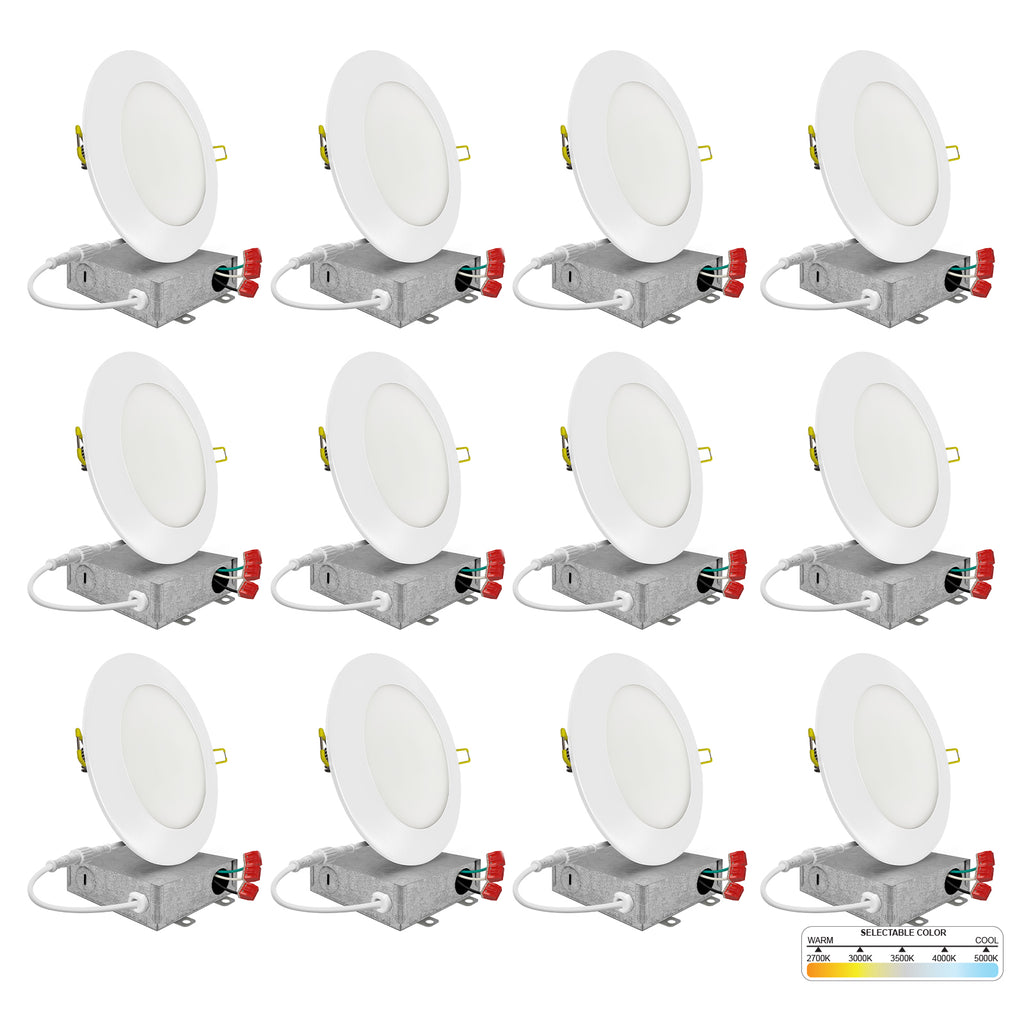 3" Inch White Round Slim Recessed LED Ceiling Lights - 5 Kelvin Temperatures (5CCT) - 8 Watts - 620 Lumens - Dimmable | Panel Recessed Light | Nuwatt Lighting