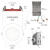 4" Inch Baffle Trim 2 Hour Fire Rated Recessed Light Slim Canless LED Wafer Lights - Wet Rated - 5CCT 2700K-5000K - 900LM