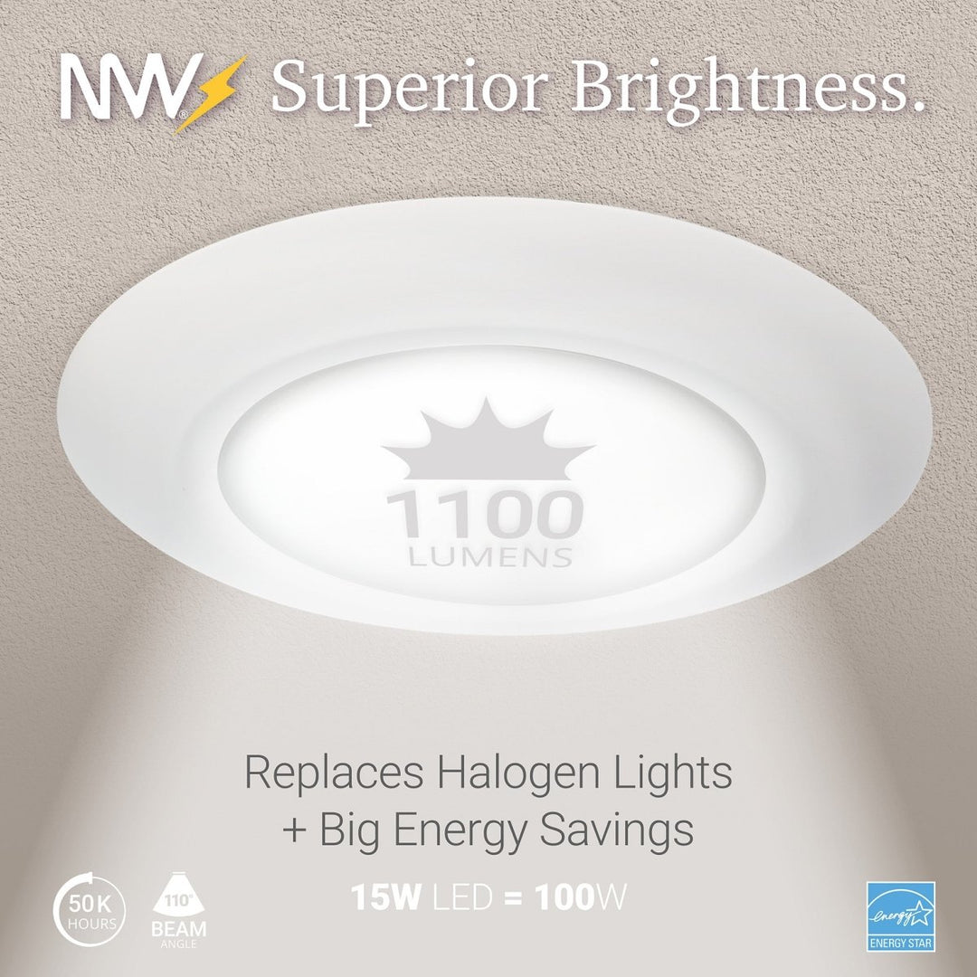 5/6" Inch LED Disk Lights Dual Installation 6" Can Lights or Surface Mount Disk Downlights - 5CCT 2700K-5000K - 1100LM