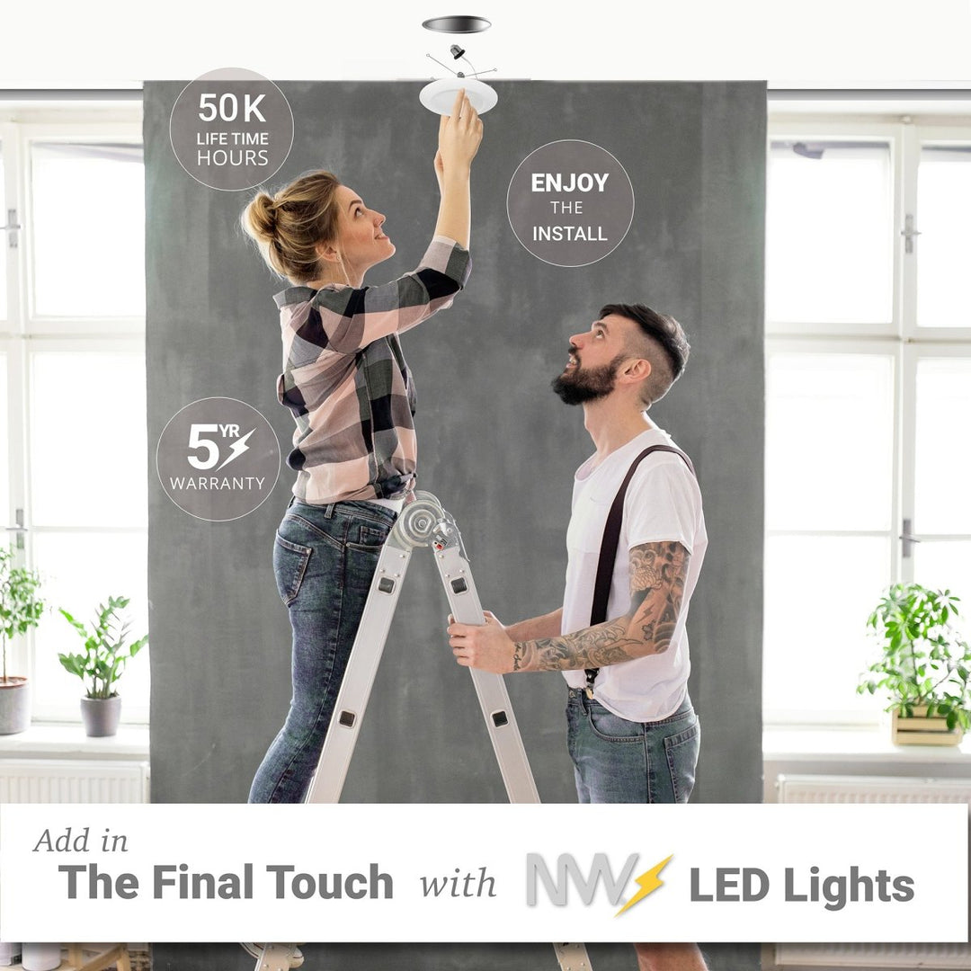 5/6" Inch LED Disk Lights Dual Installation 6" Can Lights or Surface Mount Disk Downlights - 5CCT 2700K-5000K - 1100LM