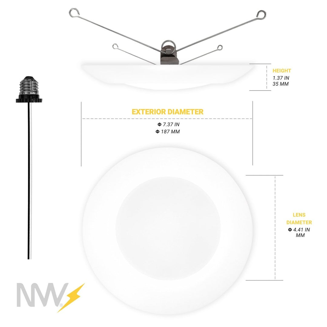 5/6" Inch LED Disk Lights Dual Installation 6" Can Lights or Surface Mount Disk Downlights - 5CCT 2700K-5000K - 1100LM