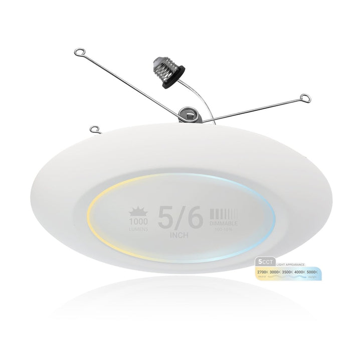 5/6" Inch LED Disk Lights Dual Installation 6" Can Lights or Surface Mount Disk Downlights - 5CCT 2700K-5000K - 1100LM