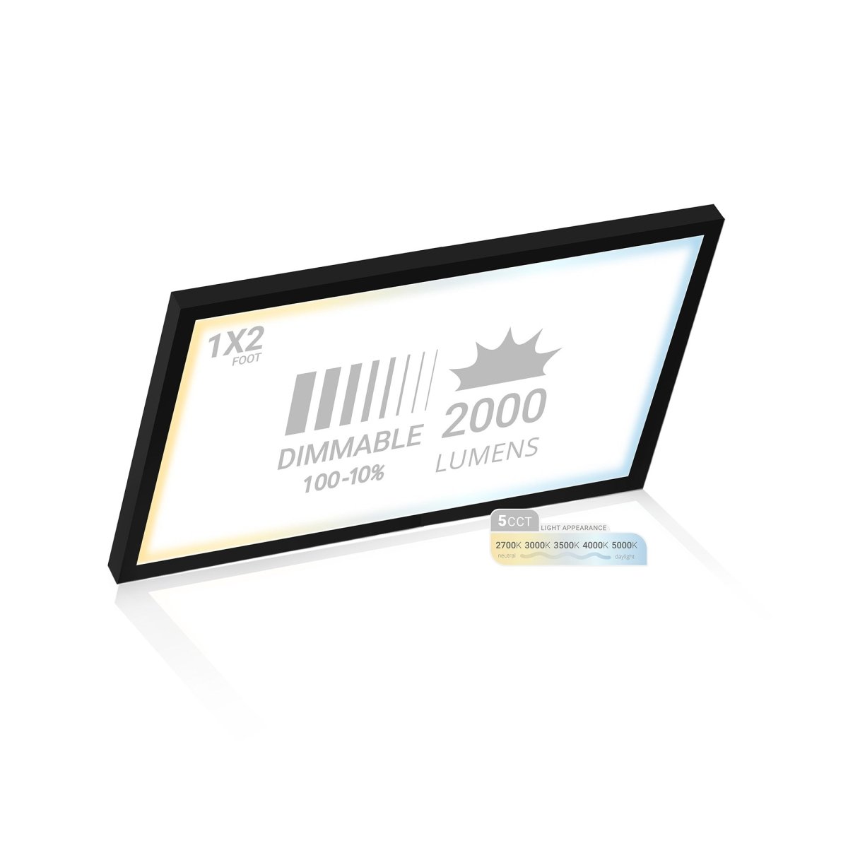 Led Assorted Panel Mount 1x2 FT LED Surface Mount Panel | Black | NuWatt