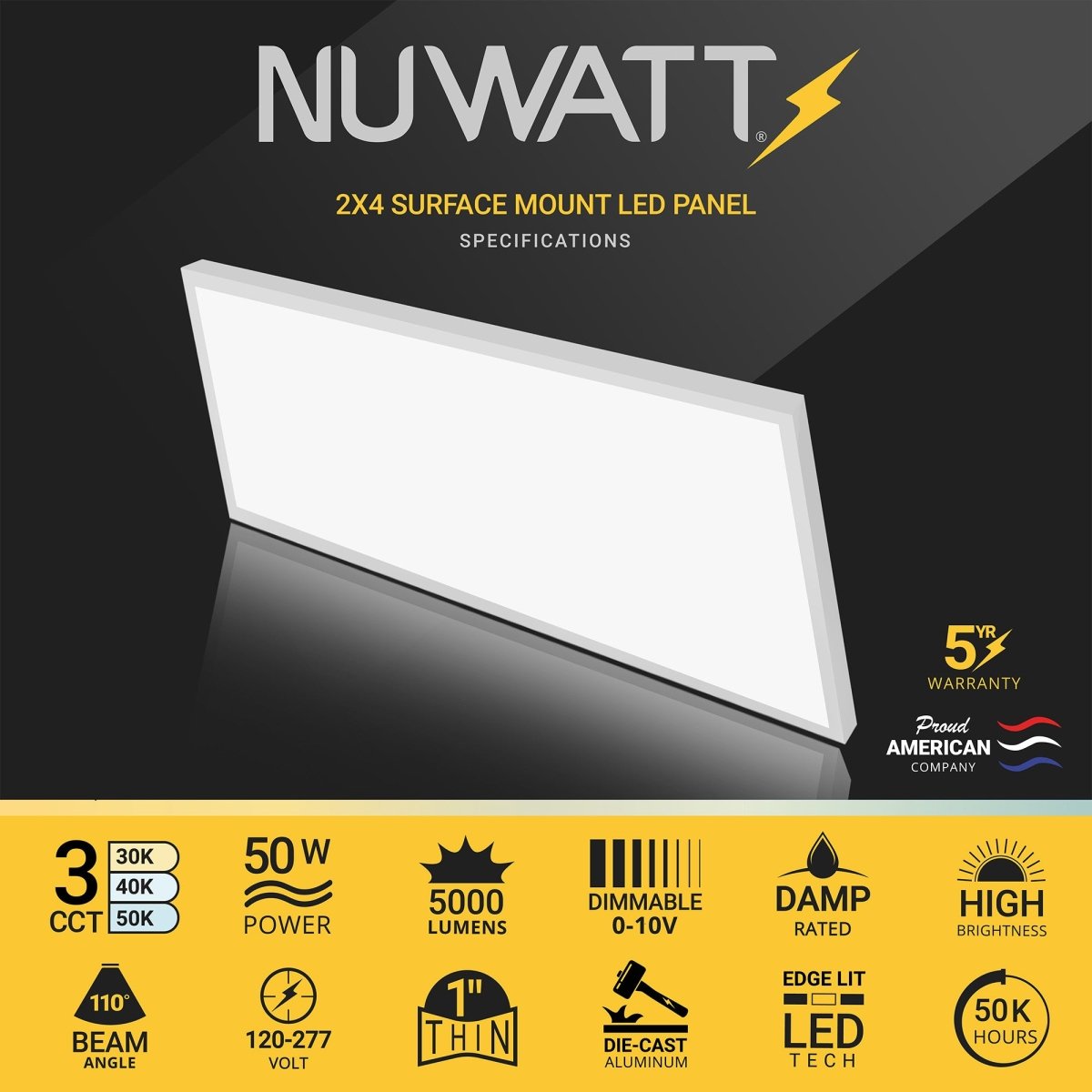 2x4 surface shop mount led fixture