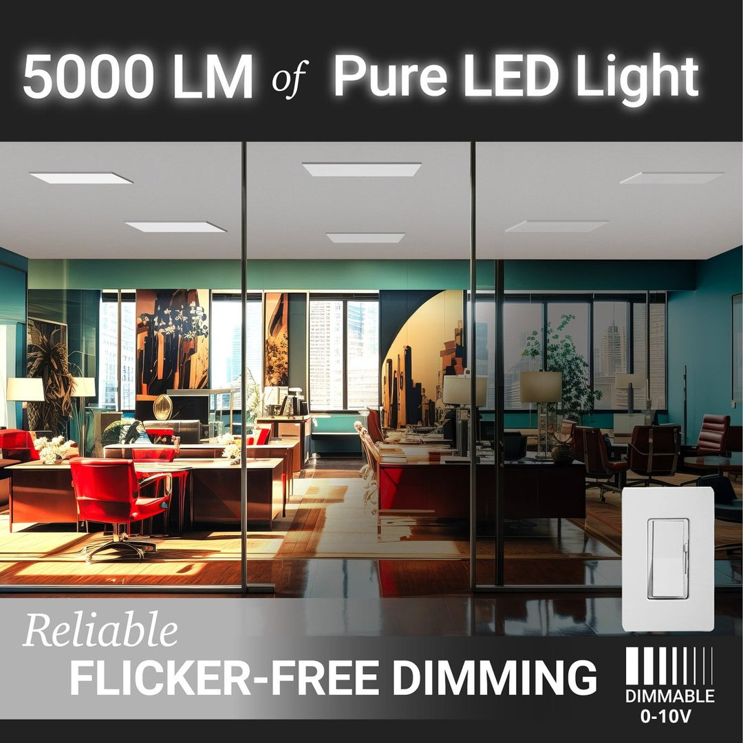 2x4 FT LED Surface Mount Panel - 3 Kelvin Selectable (3CCT) - 50 Watts - 5,000 Lumens - 120-277V - 0-10V Dimmable - CRI>80 - White Trim