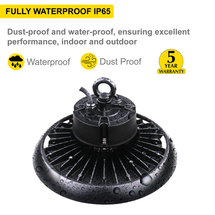 UFO LED High Bay Industrial Warehouse LED Fixture 100W, 5000K Daylight, 13,000 Lumens, 120-277v, 1-10V Dimmable | UFO High Bay | Nuwatt Lighting