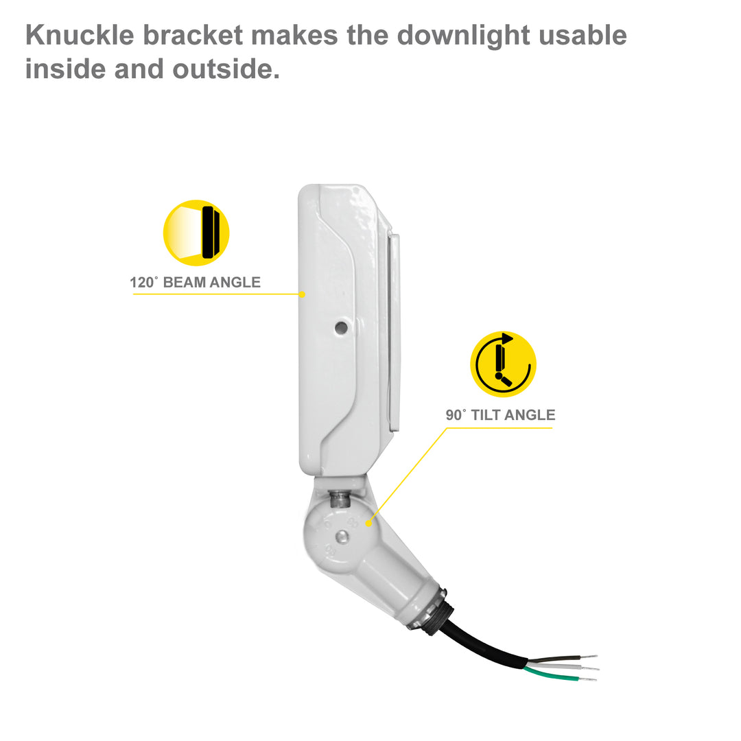 NUWATT LED Flood Light Outdoor - 50W - 7050 Lumens - 3CCT Color Selectable 3000K, 4000K, 5000K - Dimmable - Waterproof LED Flood Light with 1/2" Knuckle Mount - 100-277V - White Finish | Flood Light | Nuwatt Lighting