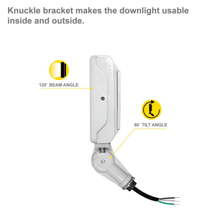 NUWATT LED Flood Light Outdoor - 50W - 7050 Lumens - 3CCT Color Selectable 3000K, 4000K, 5000K - Dimmable - Waterproof LED Flood Light with 1/2" Knuckle Mount - 100-277V - White Finish | Flood Light | Nuwatt Lighting