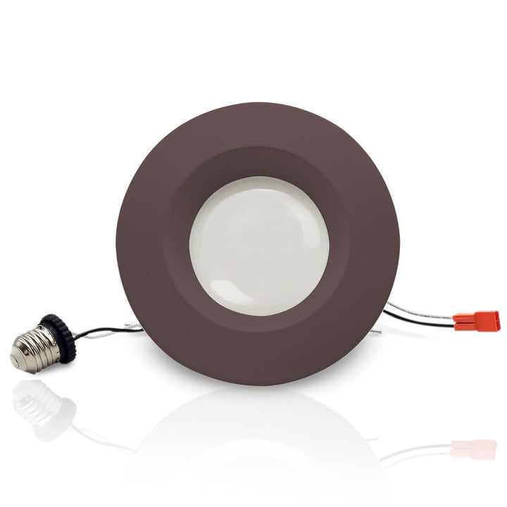 NuWatt 6 Inch Round Retrofit Bronze Recessed Light - E26 Quick Connect - 3 Wattage Selectable: 12W/15W/18W (900/1100/1300LM) - 5CCT: 2700K-5000K Color Selectable - Dimmable - CRI>90 - UL /Energy Star/ JA8 Certified